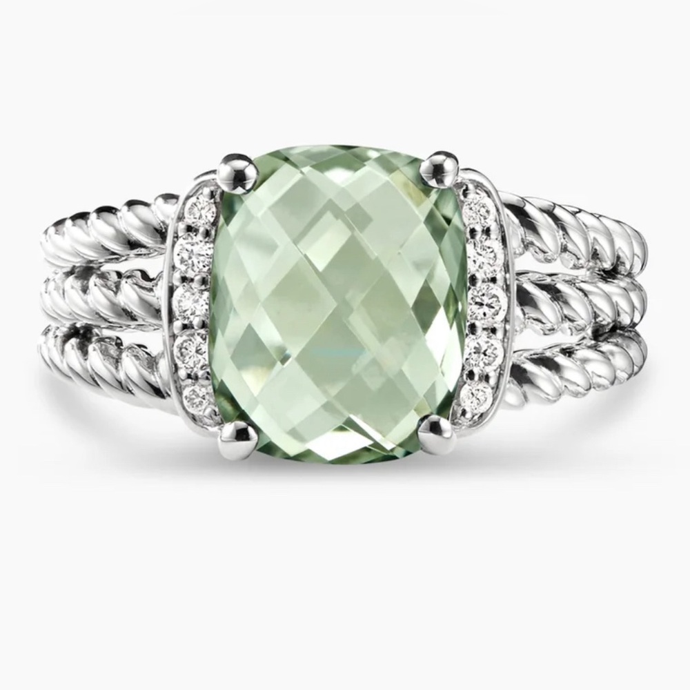 David Yurman Petite Wheaton Prasiolite & Diamond Ring